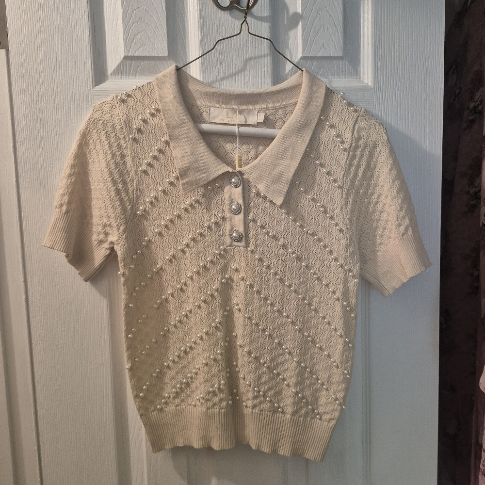 Boutique | Cream Knit Polo